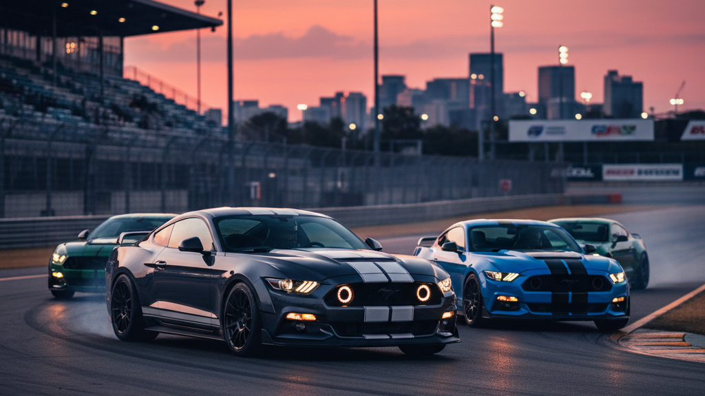 Editorial, photo-realistic HERO for an automotive daily news article titled "RTR Mustang 870 HP Launches with Muscle Car Swagger – Daily Car News (202