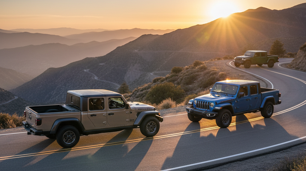 Editorial, photo-realistic HERO for an automotive daily news article titled "Jeep Gladiator Sahara Trim Introduced for Daily Comfort – Daily Car News
