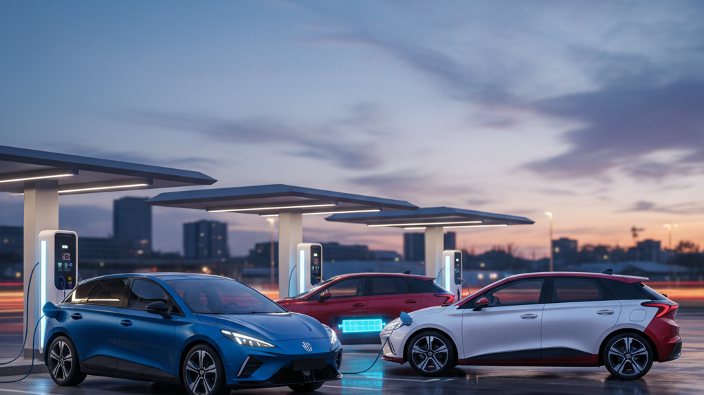 Editorial, photo-realistic HERO for an automotive daily news article titled "MG4 to Feature World-First Semi-Solid Battery by 2026 – Daily Car News (2