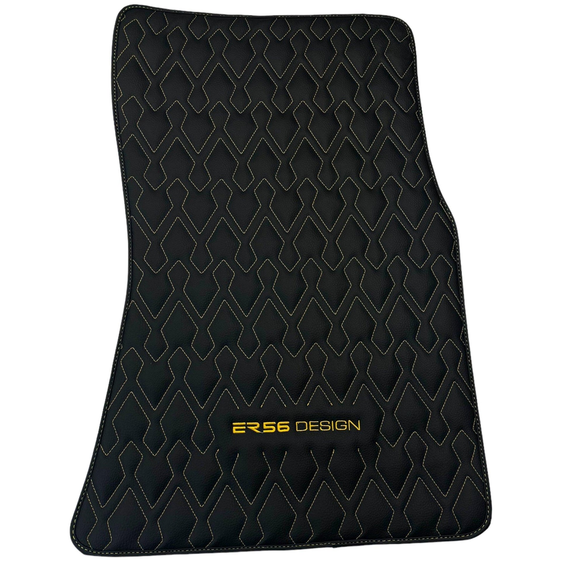 Black Leather Floor Mats for Rolls-Royce Cullinan RR31 (2018-2023) ER56 Design - AutoWin