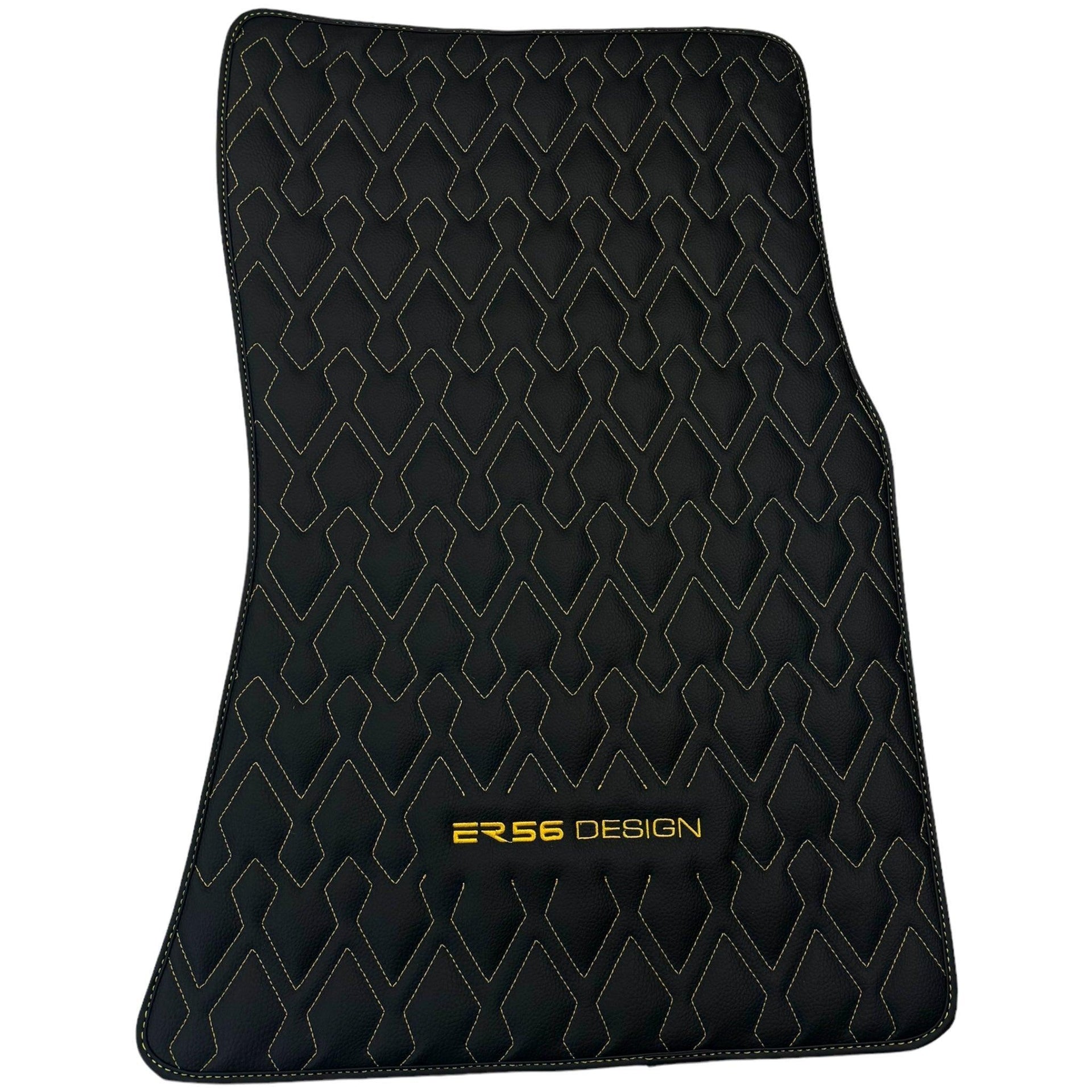 Black Leather Floor Mats for Rolls-Royce Phantom Drophead Coupe (2007-2016) ER56 Design - AutoWin