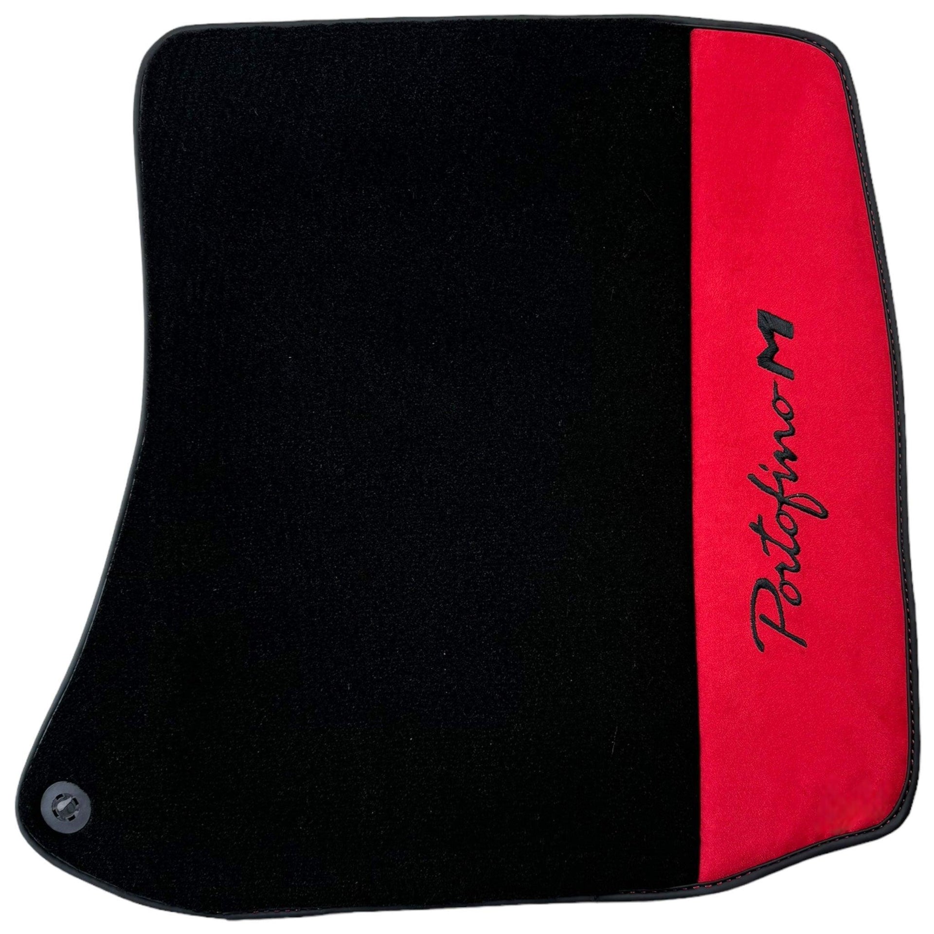 Black Floor Mats for Ferrari Portofino M (2018-2023) with Red Alcantara Leather - AutoWin