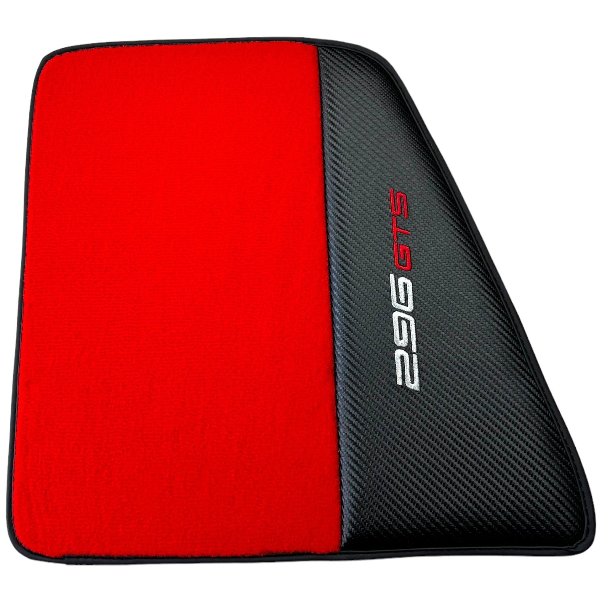 Red Floor Mats for Ferrari 296 GTS (2022-2024) with Carbon Fiber - AutoWin
