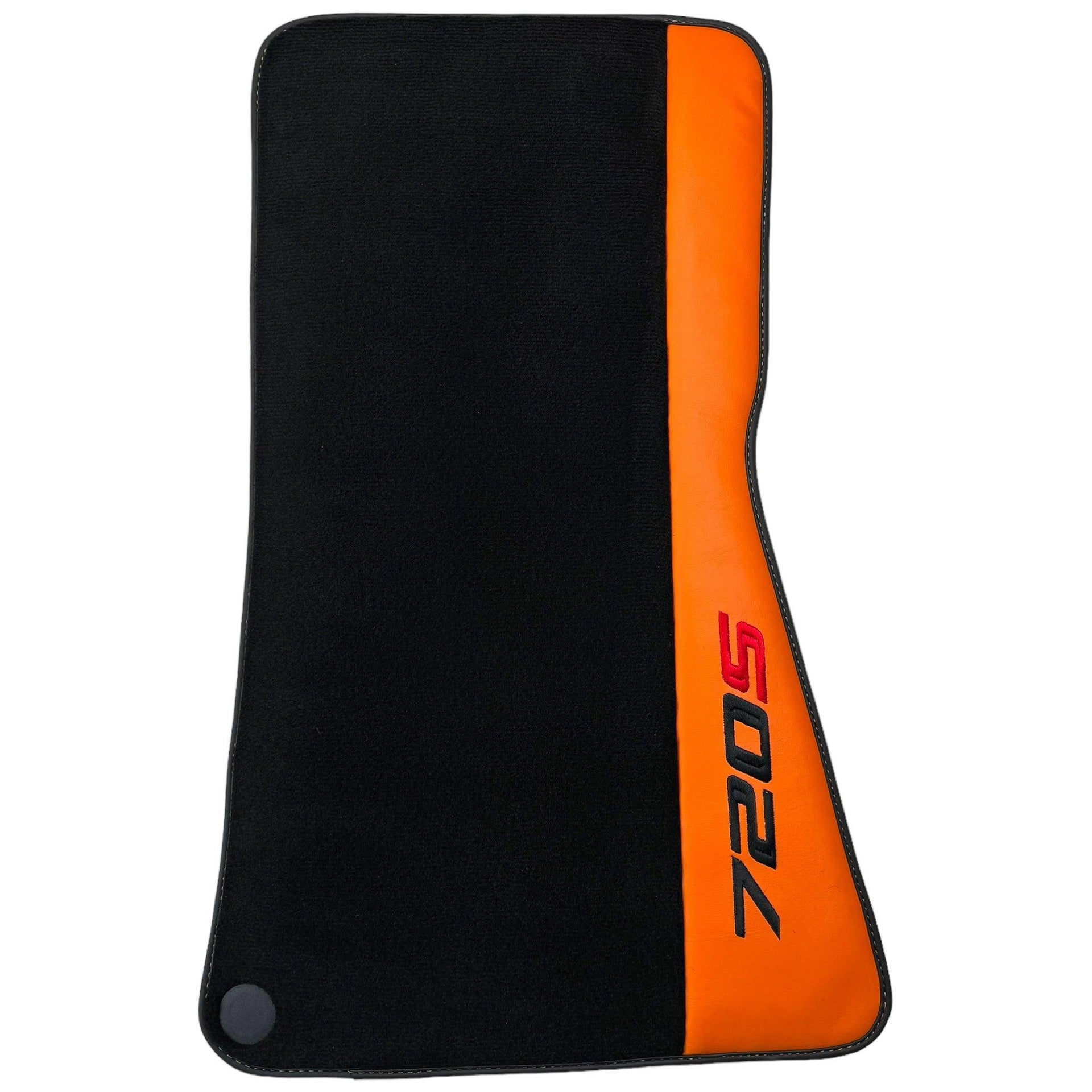 Black Floor Mats for McLaren 720S (2017-2021) with Orange Leather - AutoWin