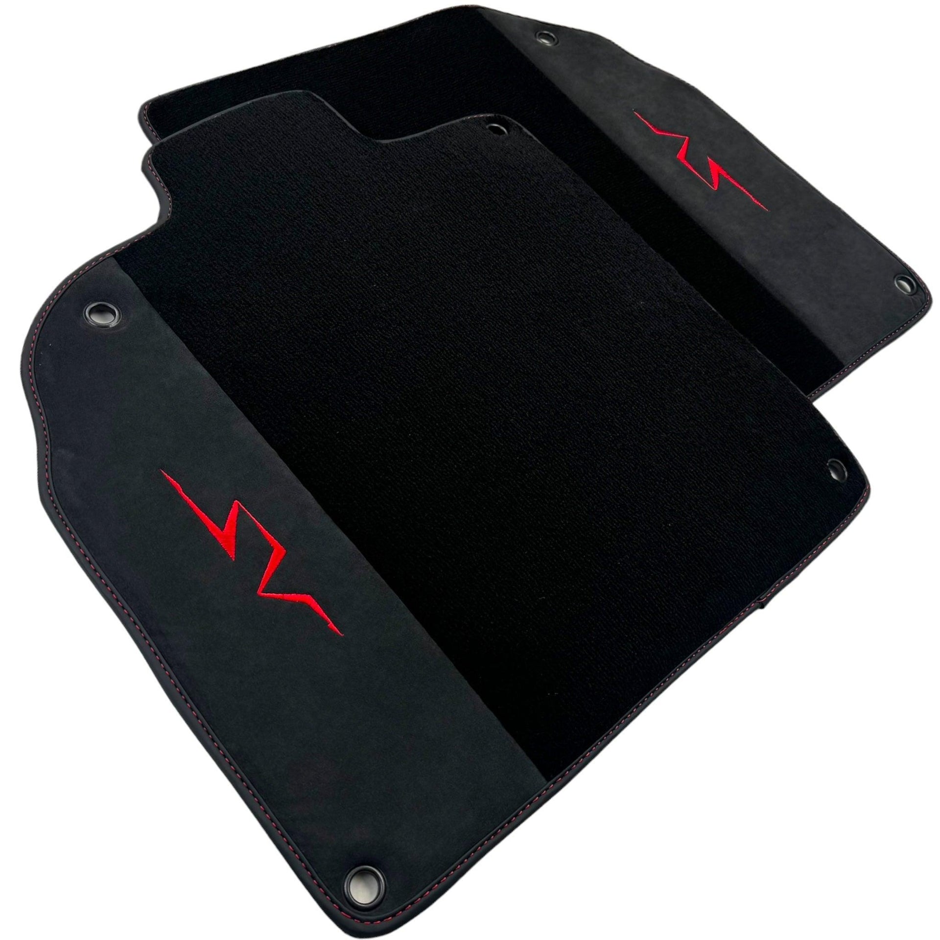 Black Floor Mats for Lamborghini Aventador SV with Alcantara Leather - AutoWin
