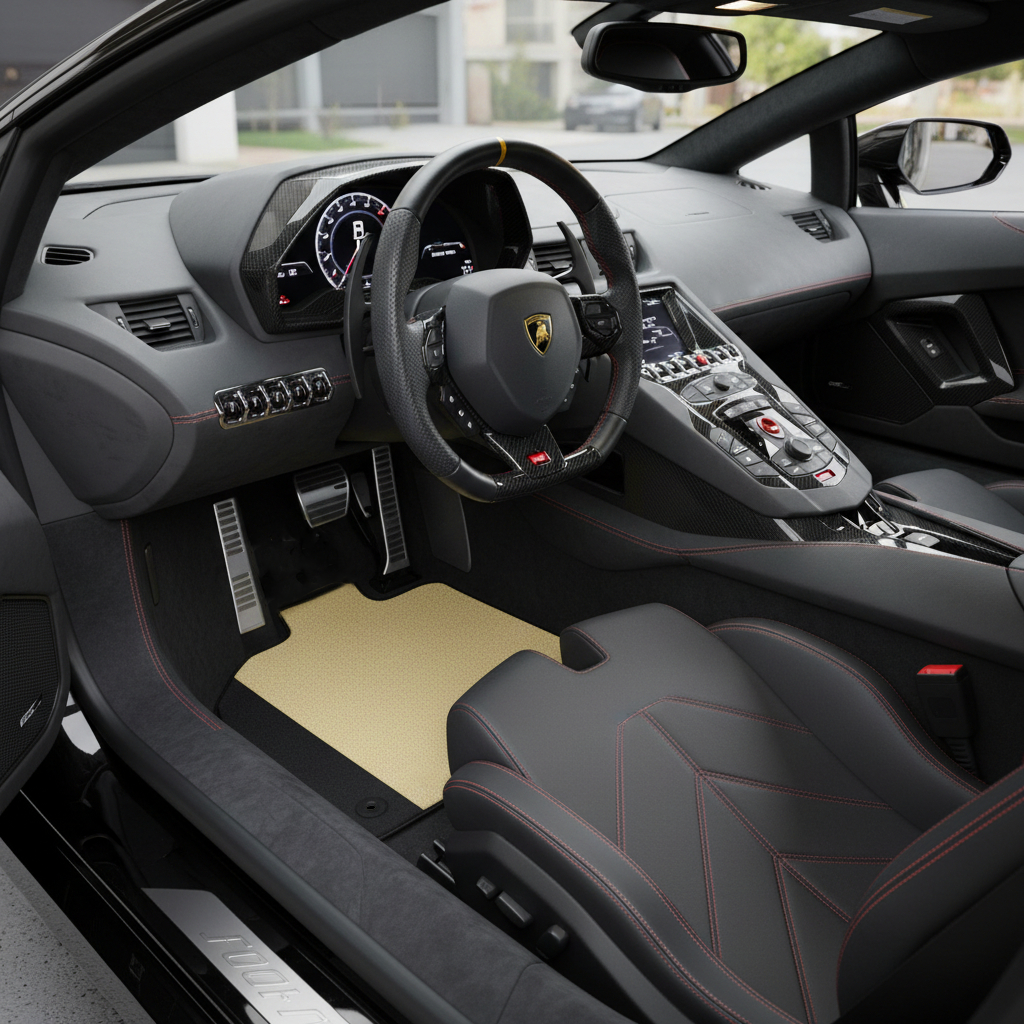 Tappetini per auto in pelle personalizzabili con motivo Divario per Lamborghini Aventador SV (2012-2022) - AutoWin