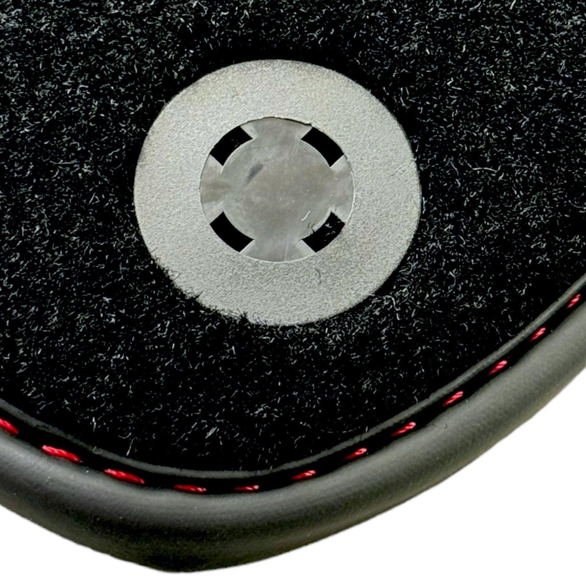 Black Floor Mats for Ferrari Roma (2021-2024) with Red Alcantara Leather - AutoWin