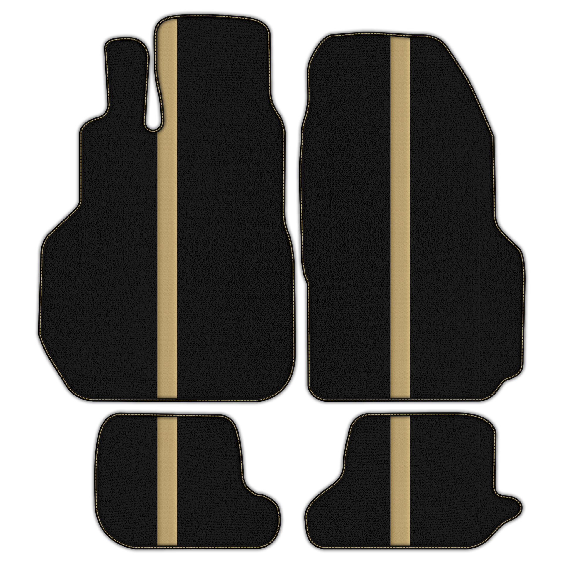 Black Floor Mats with Leather Line for Nissan GT-R (2009-2023) - Various Colors