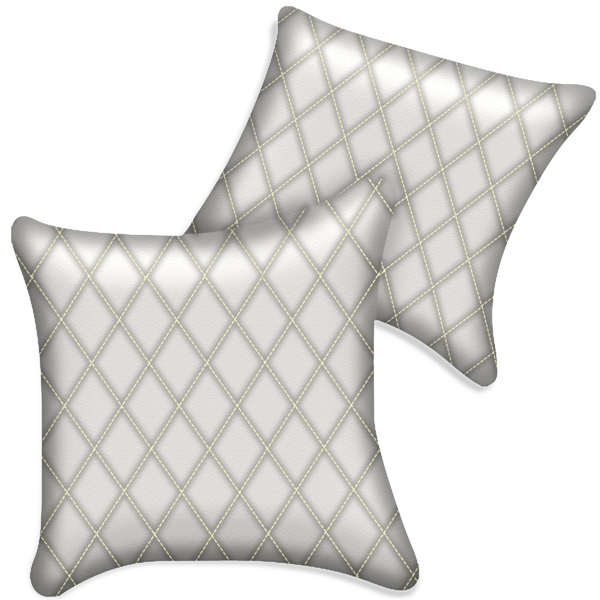 Customizable White Leather Pillows Set of 2 for All Vehicles | Single Diamond Pattern