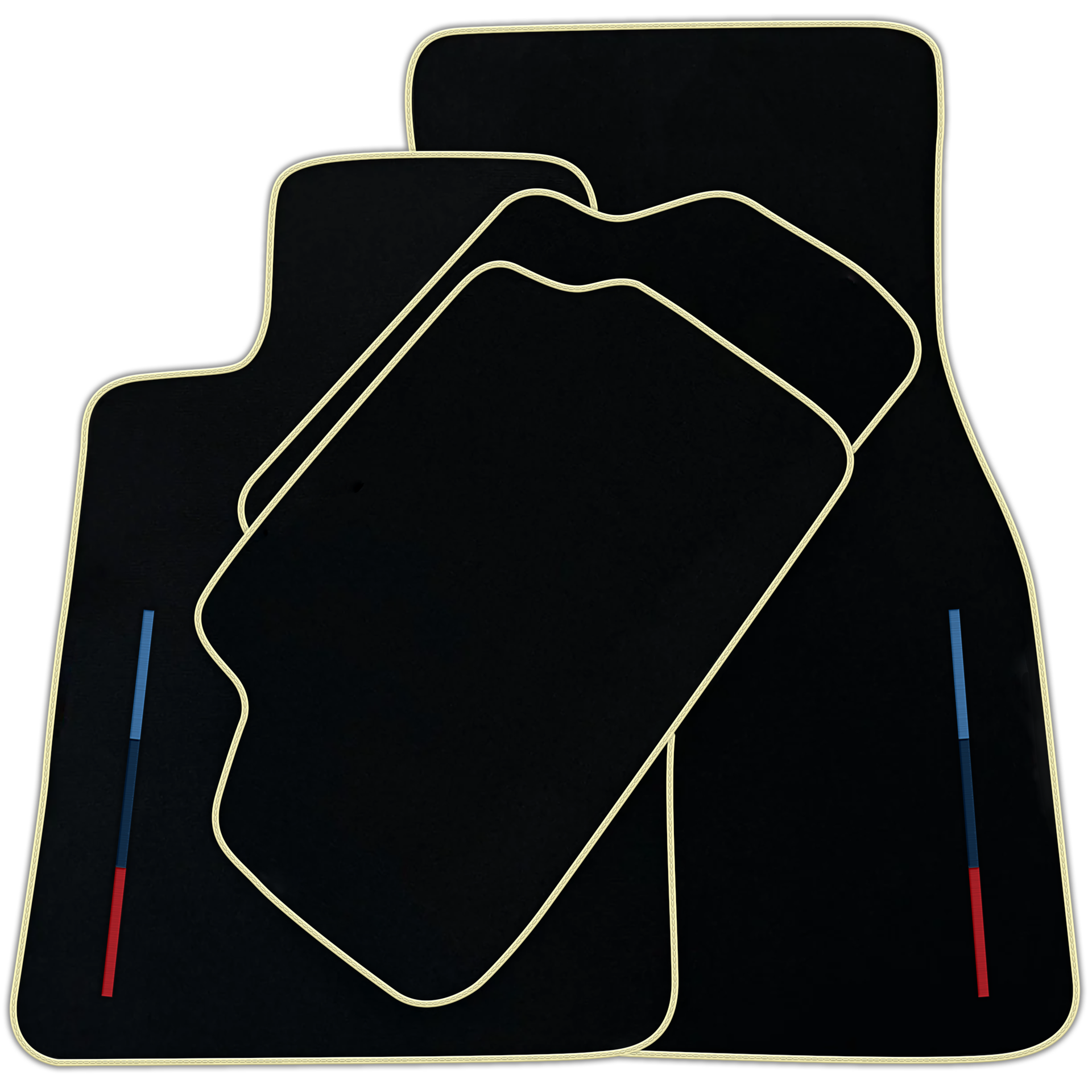 Black Floor Mats for BMW iX (2022-2024) with Color Stripes Tailored Set Perfect Fit | Various Trim Colors