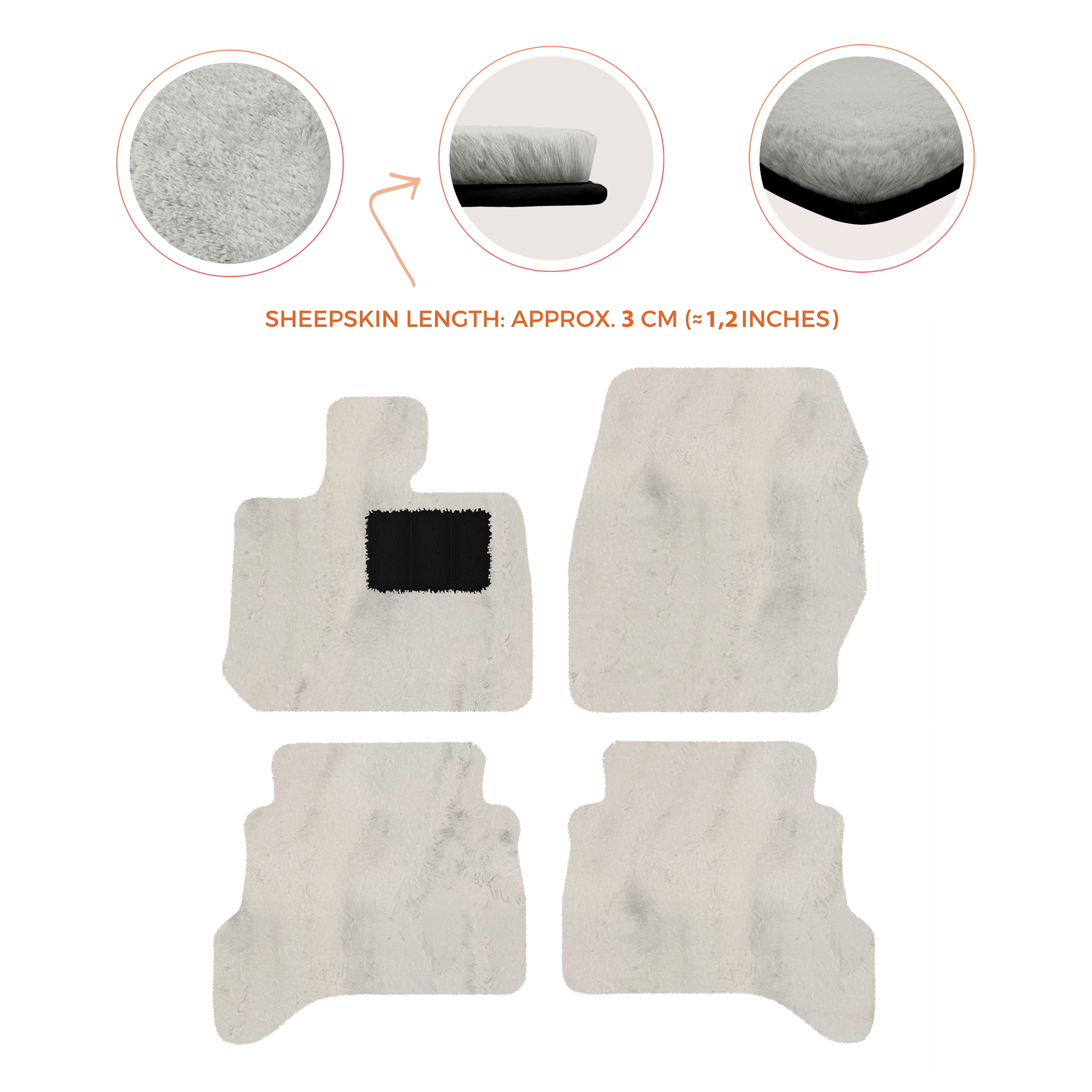 Premium Sheepskin Floor Mats for Land Rover Defender 90 (2007-2020)