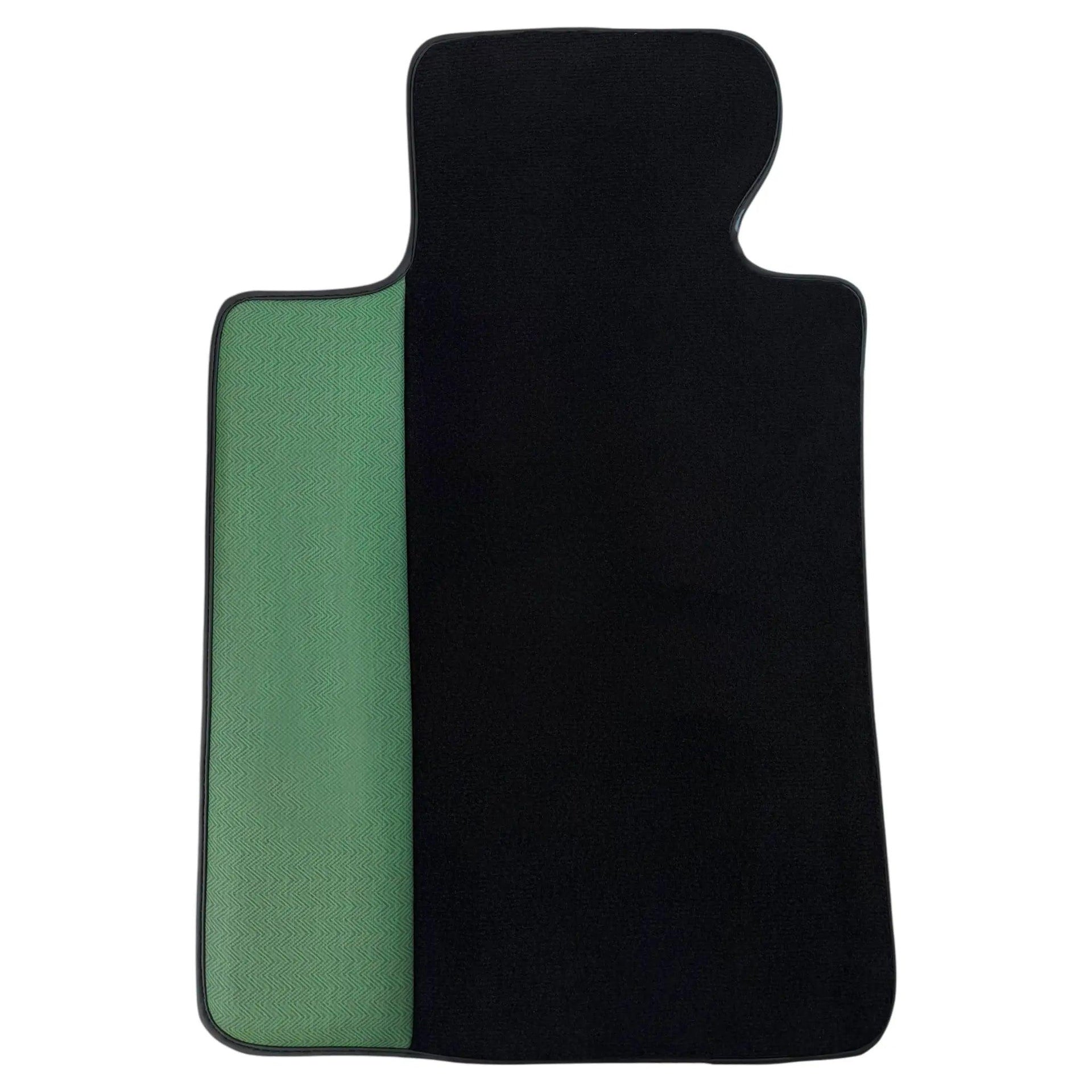 Black Floor Mats for BMW 1 Series F70 | Green Leather Borders