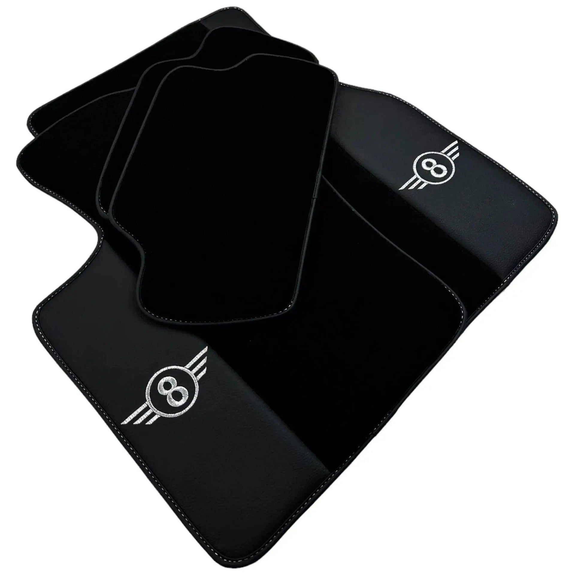 Black Floor Mats for Mini Clubman F54 (2015-2019) with Leather - AutoWin