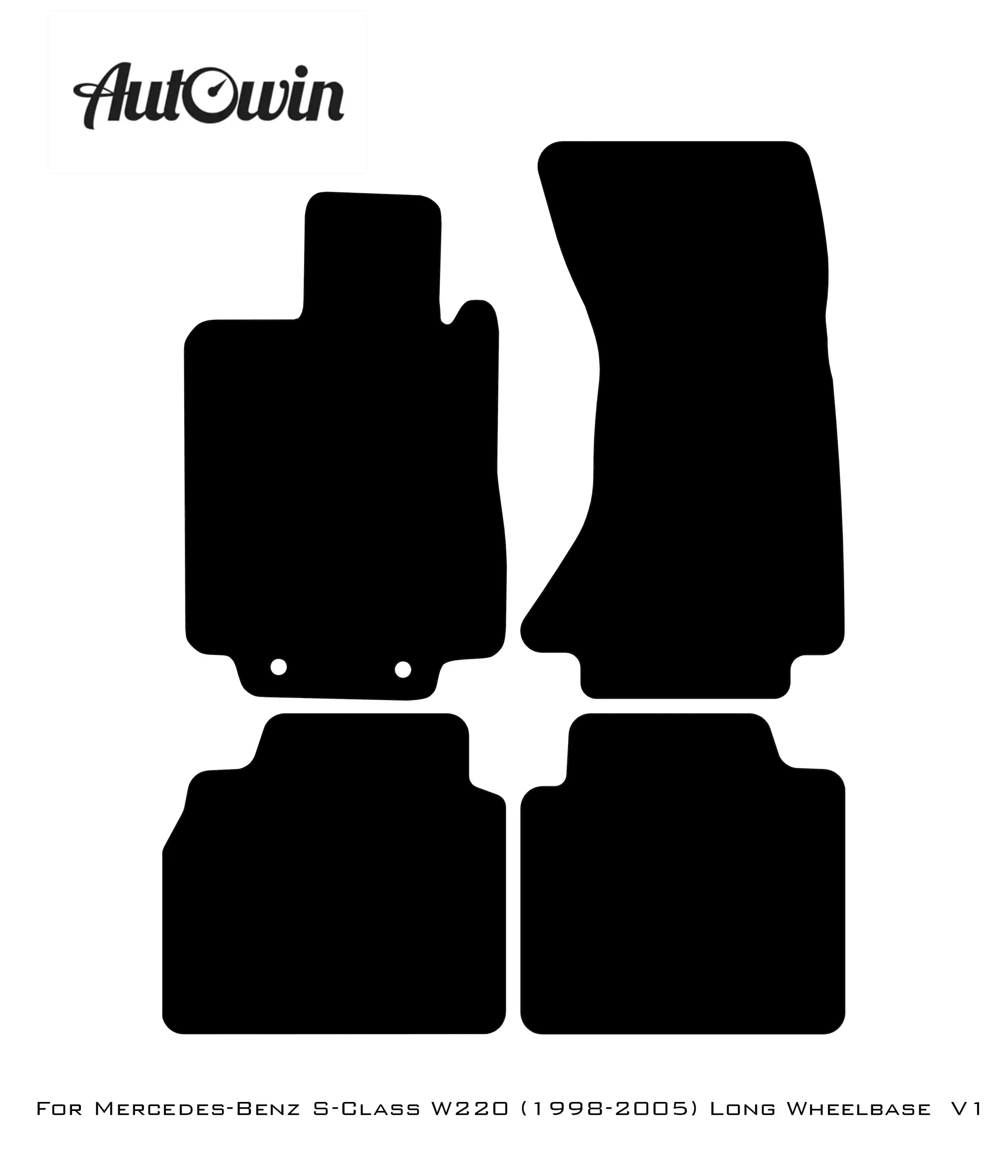 Black Leather Floor Mats For Mercedes Benz S-Class W220 (1998-2005) Long Wheelbase | ER56 Design - AutoWin