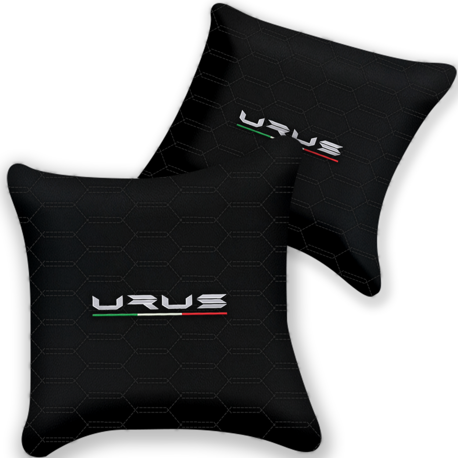 Customizable Black Leather Pillows - Set of 2 for Lamborghini