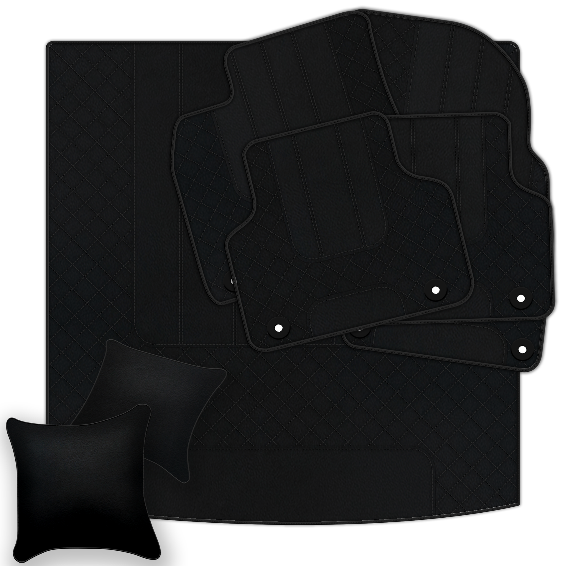 Premium Black Leather Floor Mats for Rolls Royce Shadow (1965-1977)