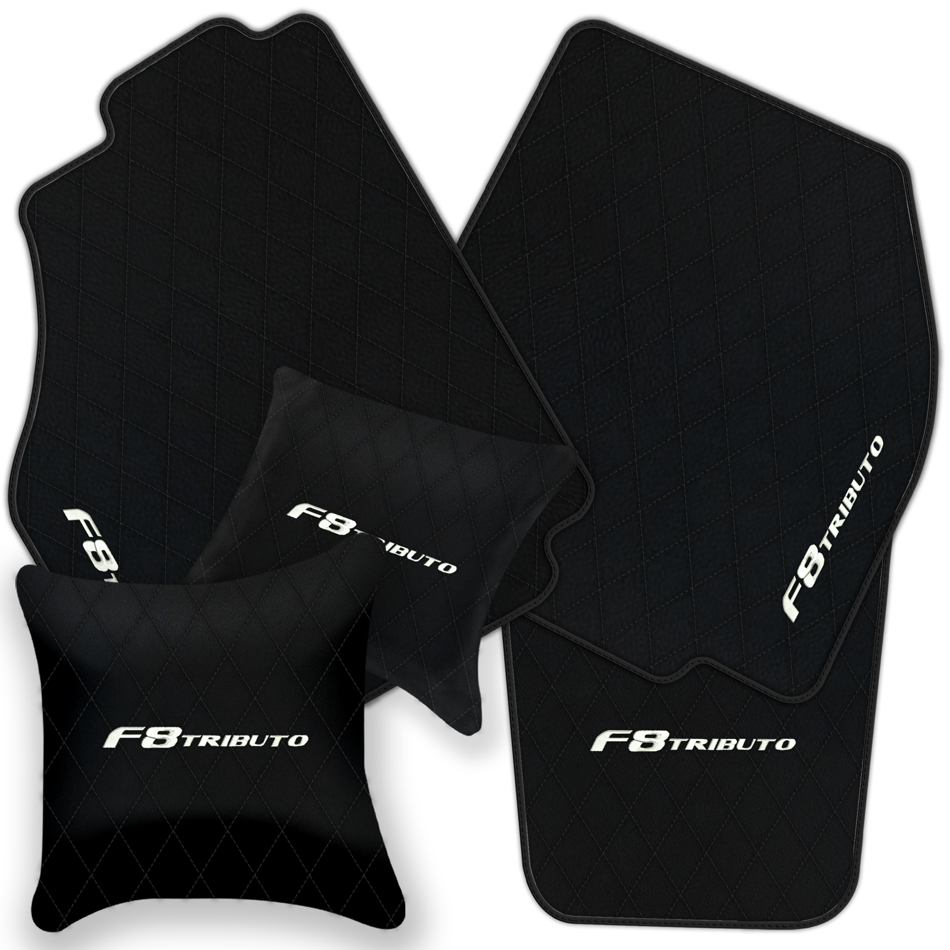 Premium Black Leather Floor Mats for Ferrari F8 Spider (2019-2023)