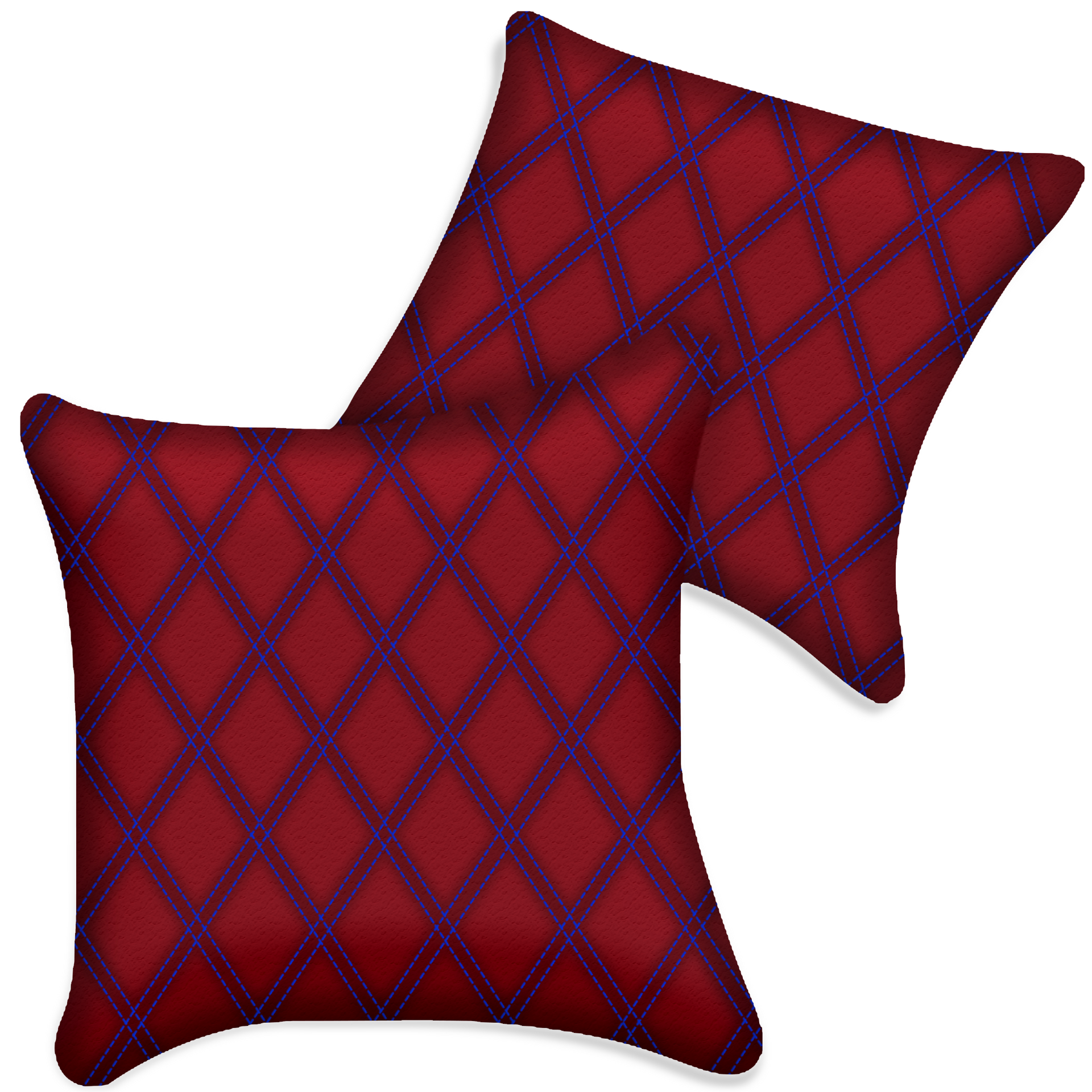 Customizable Red Leather Pillows Set of 2 for All Vehicles | Double Diamond Pattern