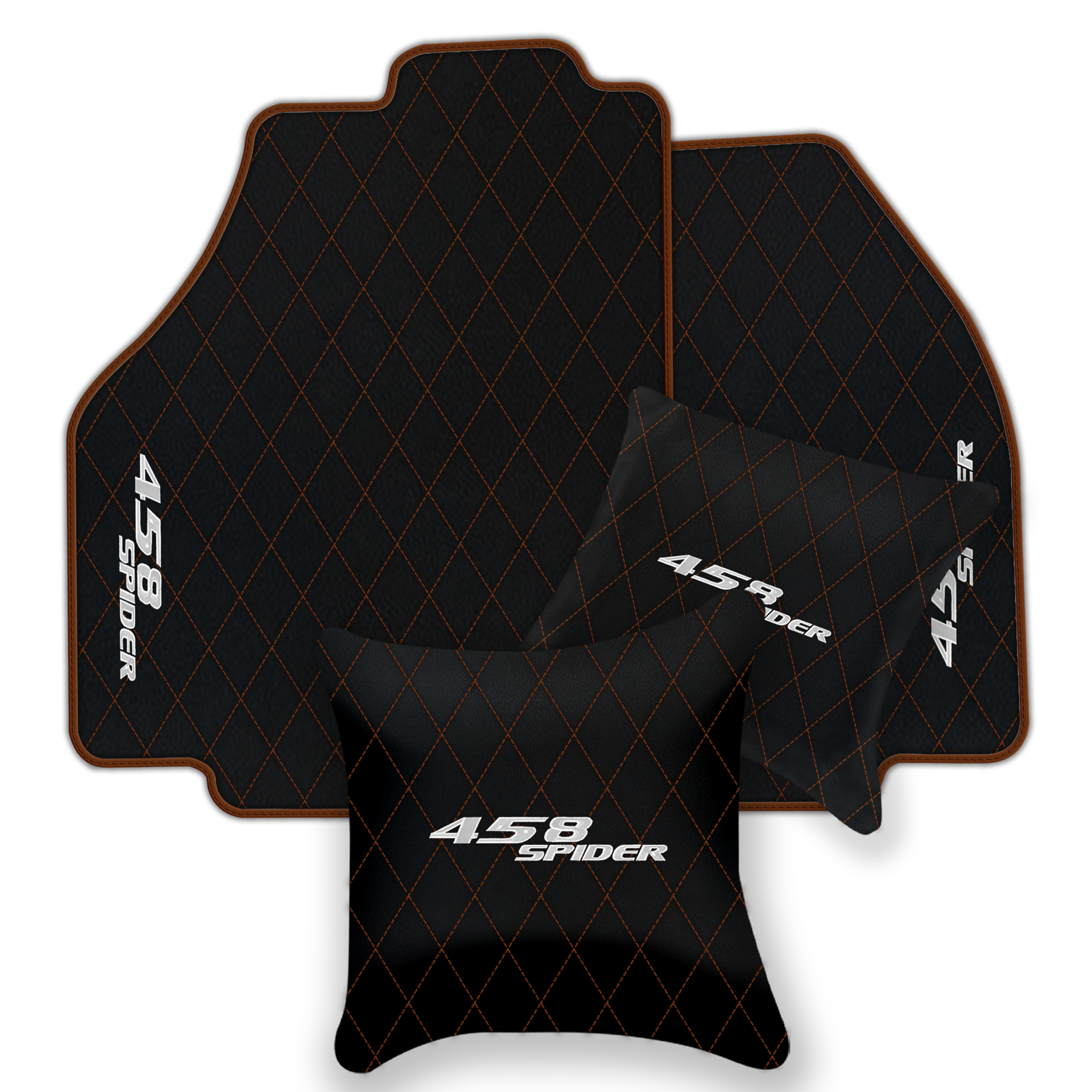 Black Leather Floor Mats for Ferrari 458 Spider (2012-2015) | Custom