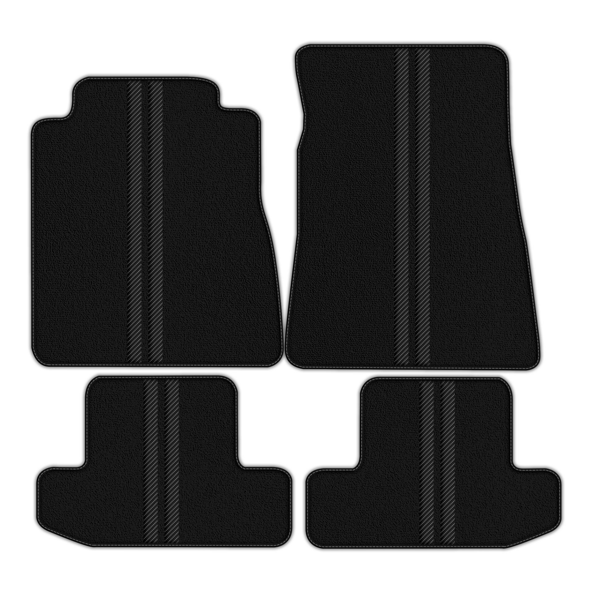 Black Floor Mats with Leather Line for Ford GT500 Shelby (2015-2021) - Various Colors