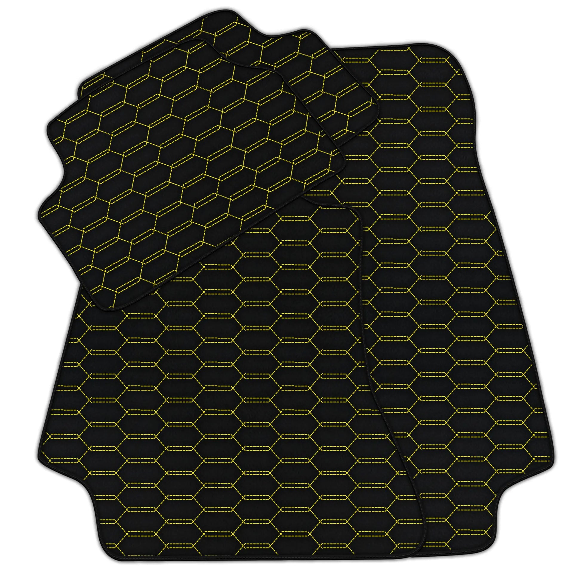 Customizable Leather Floor Mats with Interlaced Hex Pattern for Mercedes Benz A-Class W177 Hybrid (2019-2023)