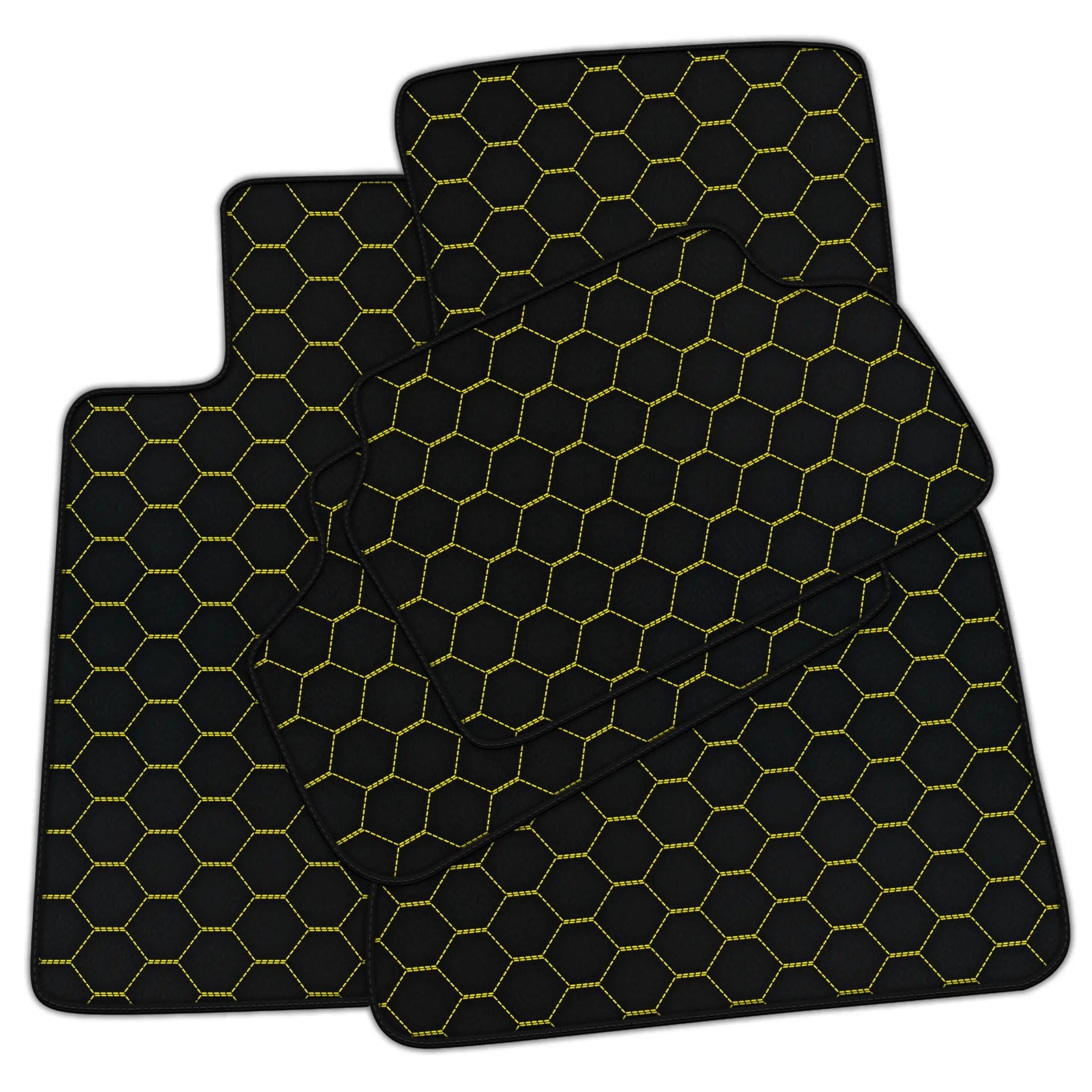 Customizable Leather Floor Mats with Symmetrical Hex Pattern for BMW E81 3-door Hatchback (2006-2011)