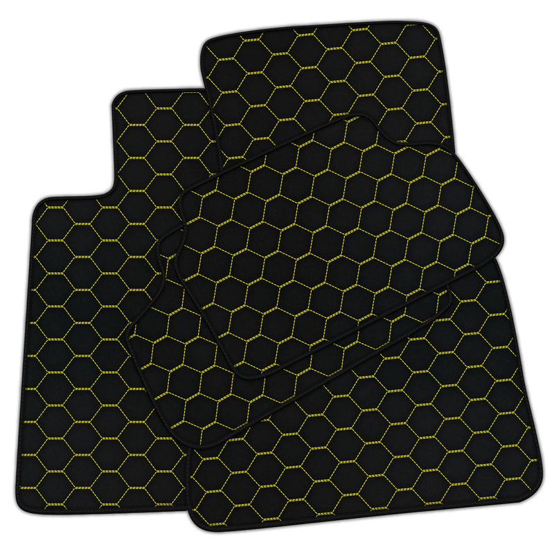 Alfombrillas de cuero personalizables con patrón hexagonal simétrico para BMW M6 E63 Coupé (2005-2010)