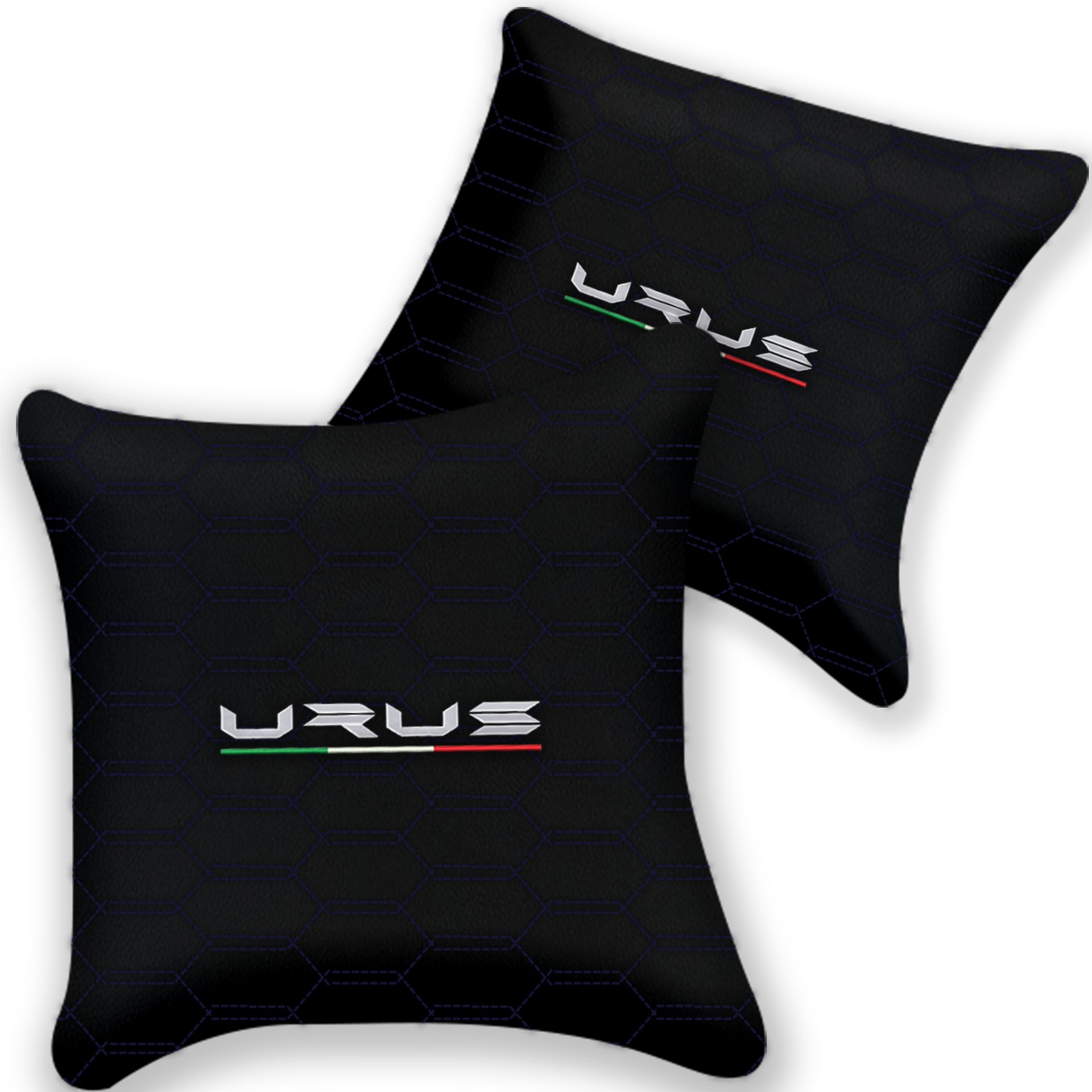 Customizable Black Leather Pillows - Set of 2 for Lamborghini
