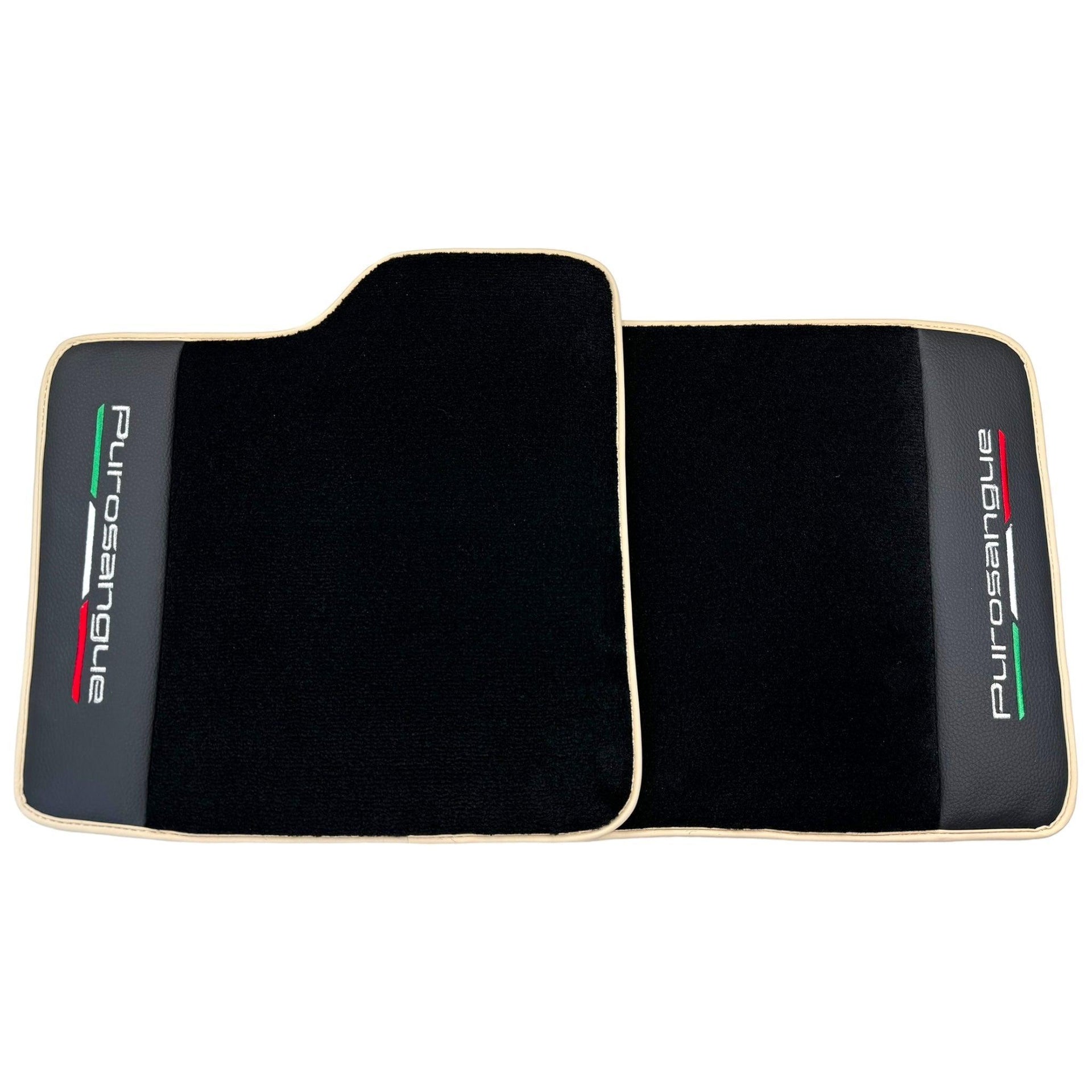 Black Floor Mats for Ferrari Purosangue with Leather and Beige Trim | Italian Edition - AutoWin