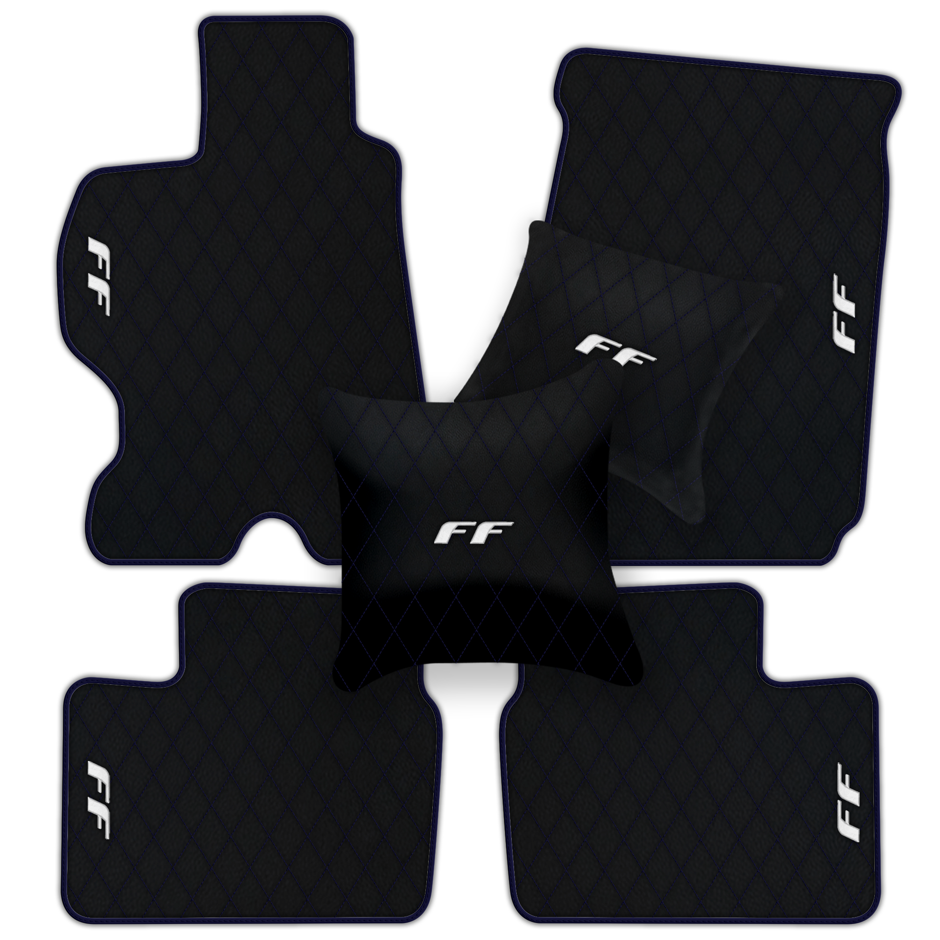 Luxury Black Leather Floor Mats for Ferrari Roma (2021-2024)