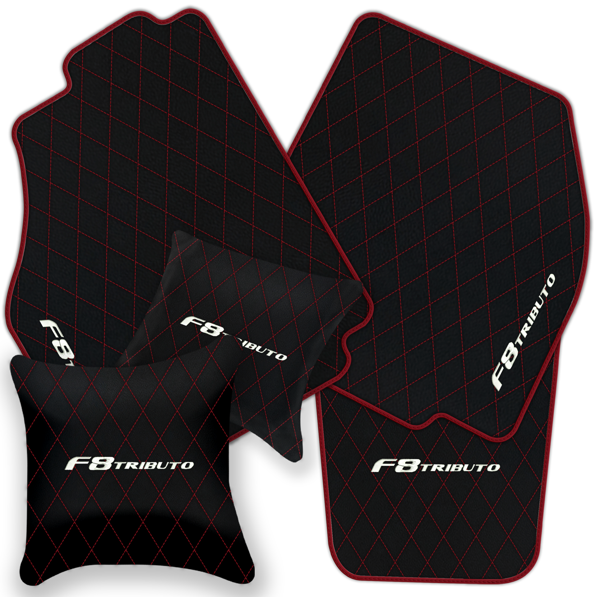 Premium Black Leather Floor Mats for Ferrari F8 Spider (2019-2023)