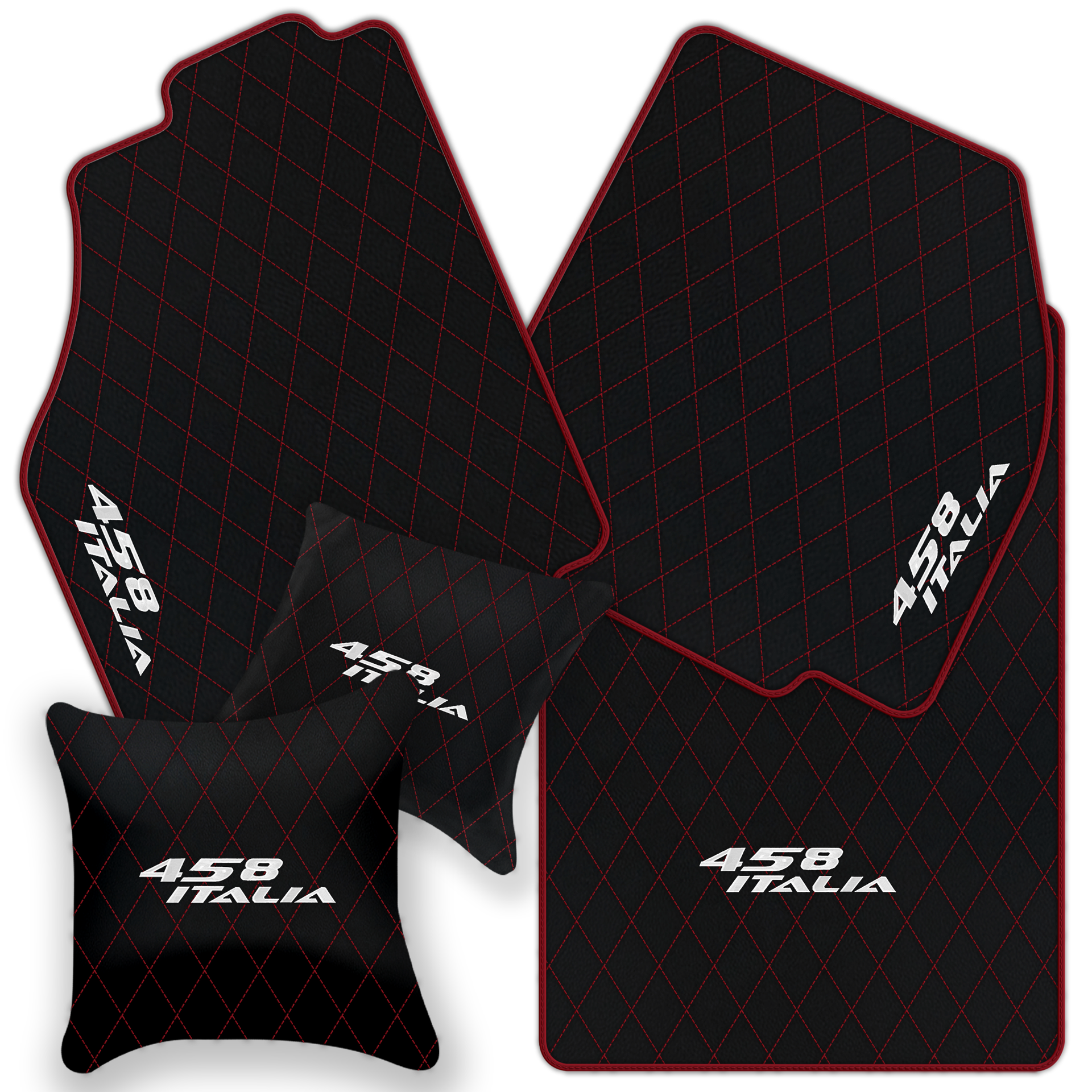Premium Black Leather Floor Mats for Ferrari 458 Spider (2012-2015)