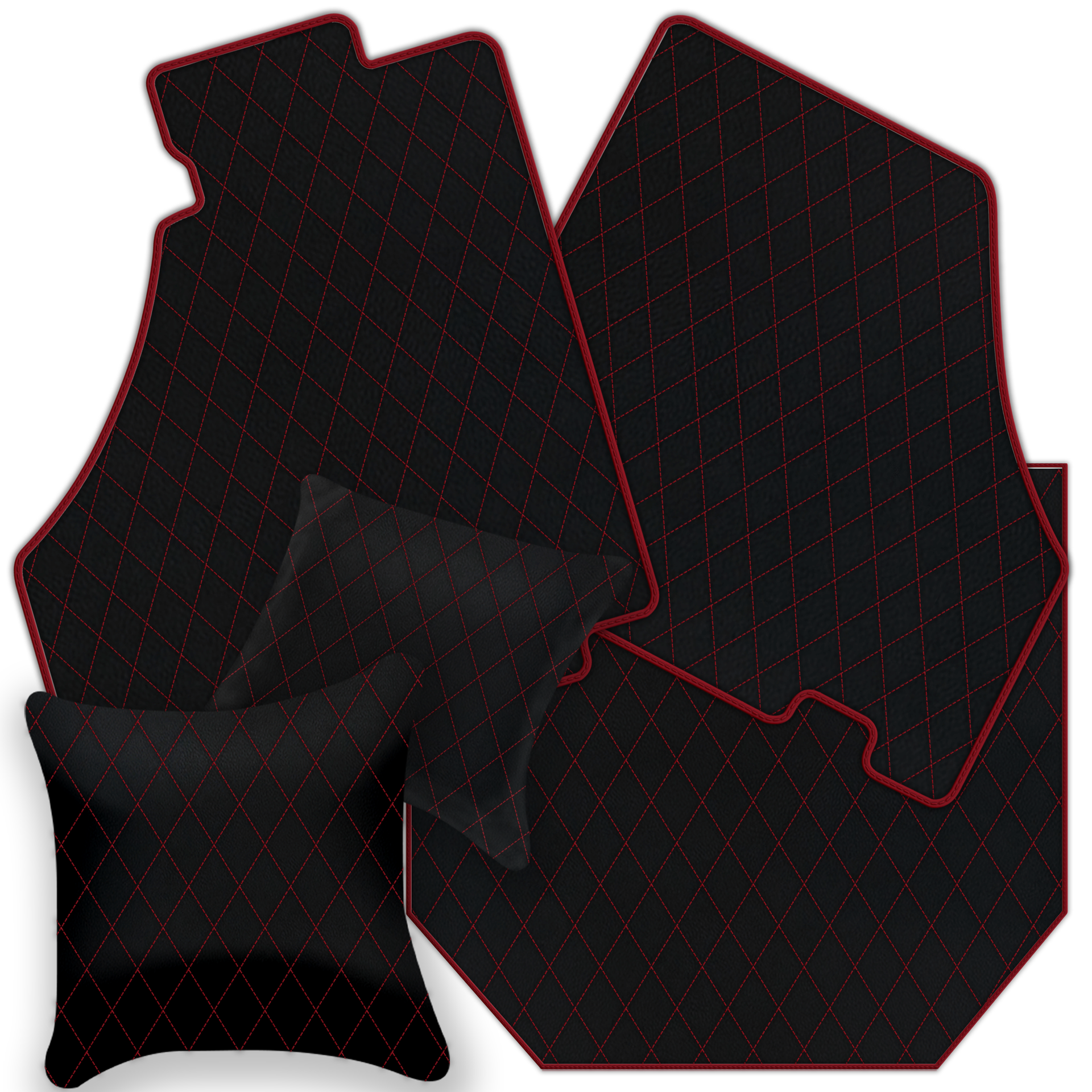Black Floor Mats For Ferrari 360 Modena 1999-2005 With Red Alcantara Leather - AutoWin