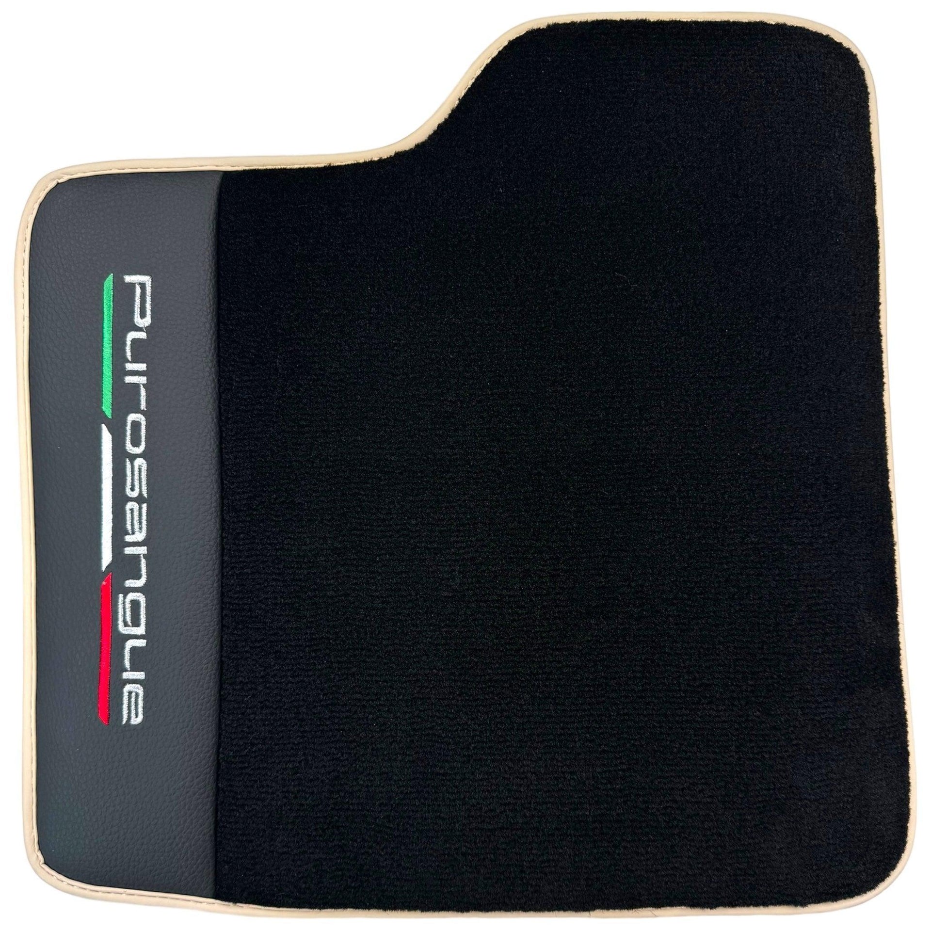 Black Floor Mats for Ferrari Purosangue with Leather and Beige Trim | Italian Edition - AutoWin