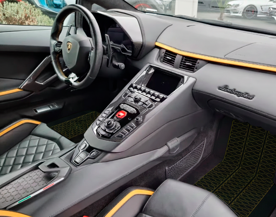 Customizable Floor Mats From Carpet with Leather for Lamborghini Huracan Perfomante (2017-2019) - AutoWin