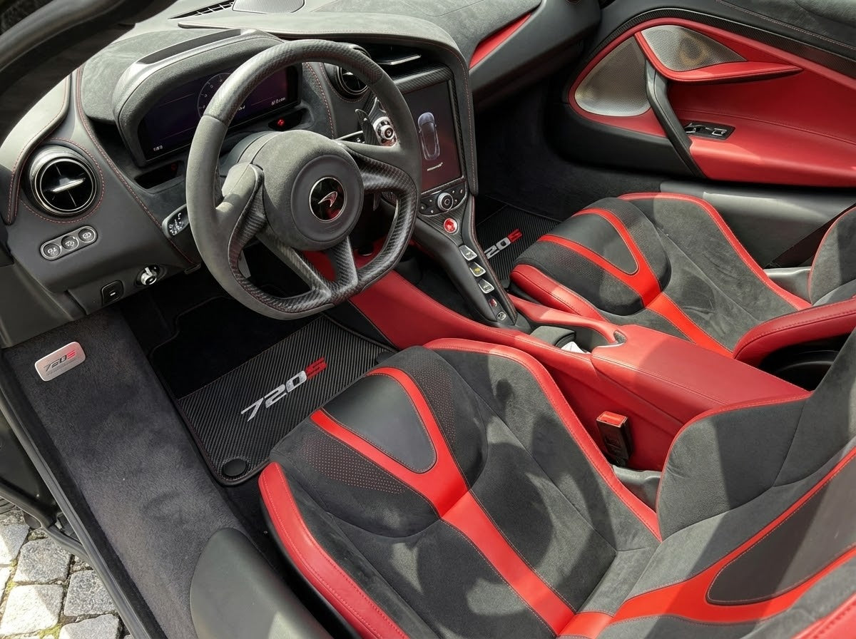 Alfombrillas de coche de cuero personalizables con patrón Divario para McLaren 650S (2015-2018) - AutoWin