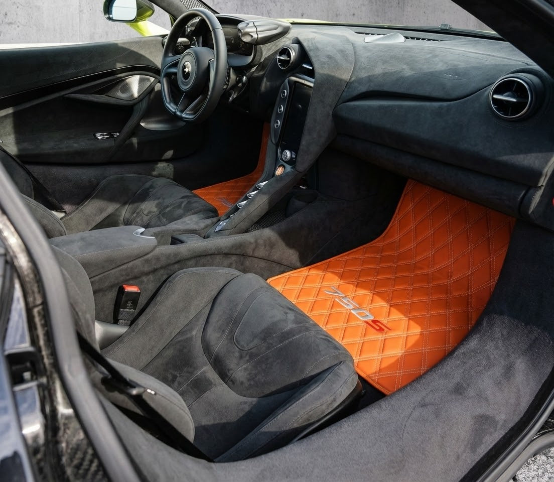 Customizable Leather Floor Mats with Hexagon Hex Pattern for McLaren 750S (2023-2025) - AutoWin
