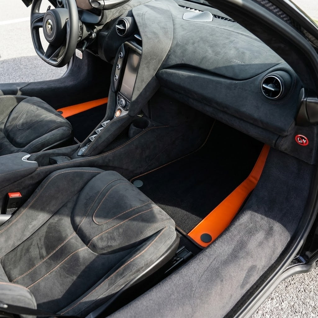 Customizable Leather Floor Mats with Hexagon Hex Pattern for McLaren 750S (2023-2025) - AutoWin