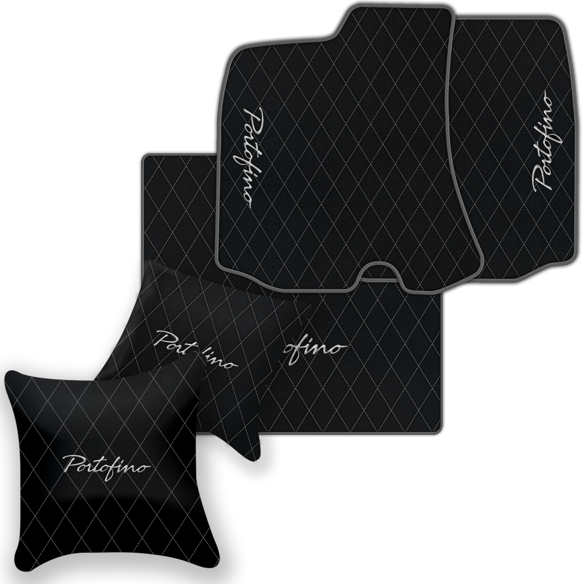 Custom Black Leather Floor Mats for Ferrari 812 Superfast (2018-2023)