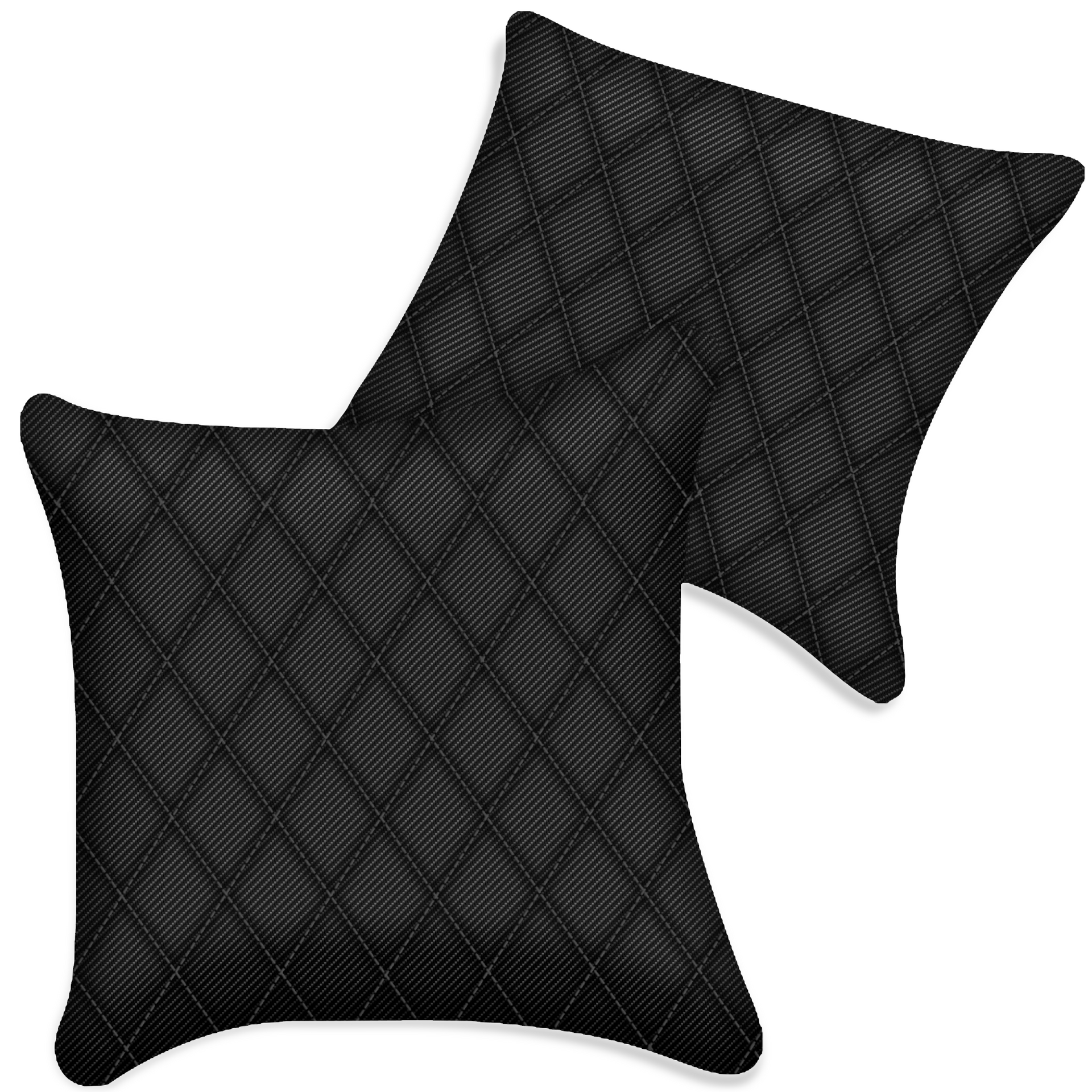 Customizable Black Carbon Fiber Pillows Set of 2 for All Vehicles | Single Diamond Pattern