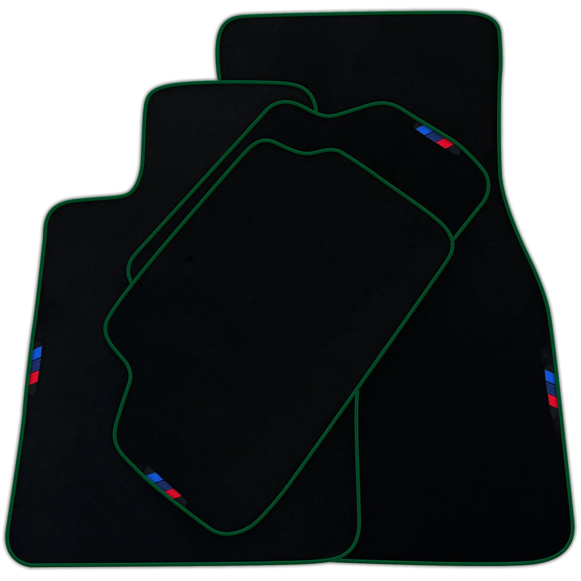 Black Floor Mats For BMW 7 Series F01 | Green Trim AutoWin Brand | Various Trim Colors