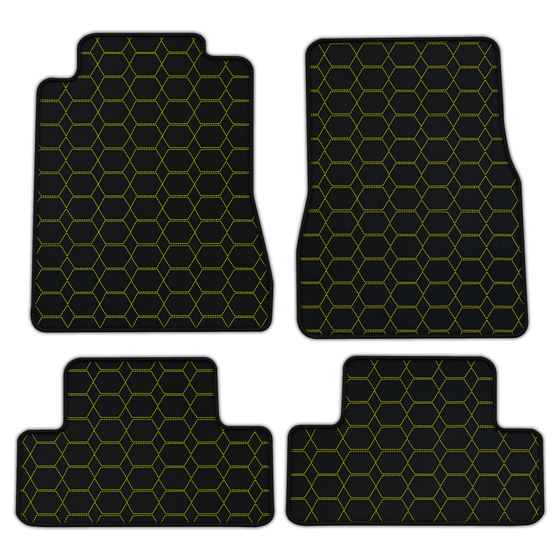 Customizable Leather Floor Mats with Hexagon Hex Pattern for Ford Mustang V FL (2011-2014)