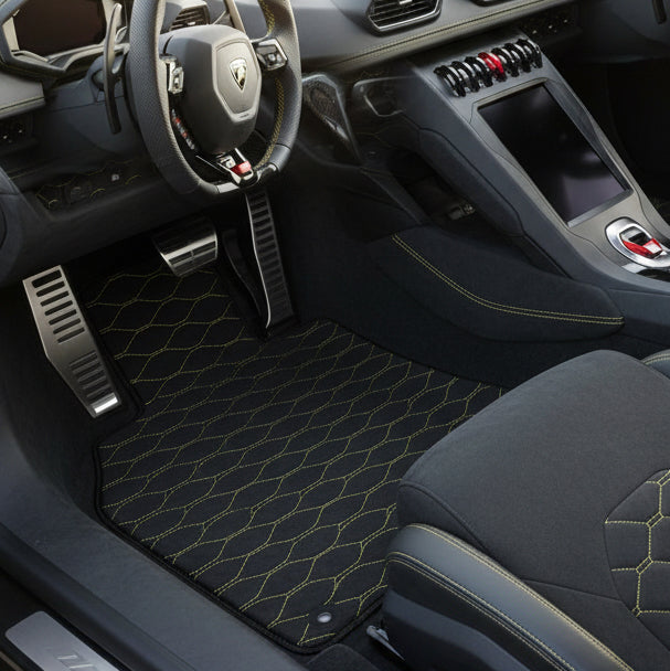 Customizable Leather Floor Mats with ER56 Pattern for Lamborghini Huracan STO (2021-2024) - AutoWin
