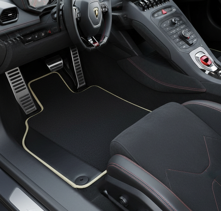 Tappeti in pelle personalizzabili con motivo esagonale per Lamborghini Huracan EVO (2019-2024) - AutoWin