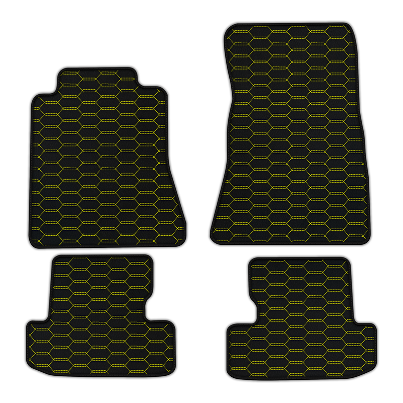 Customizable Leather Floor Mats with Interlaced Hex Pattern for Ford Mustang VI (2015-2023)