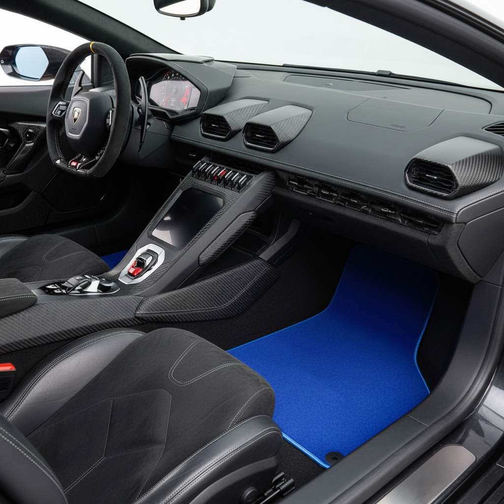 Customizable Leather Floor Mats with Triangle Pattern for Lamborghini Huracan STO (2021-2024) - AutoWin