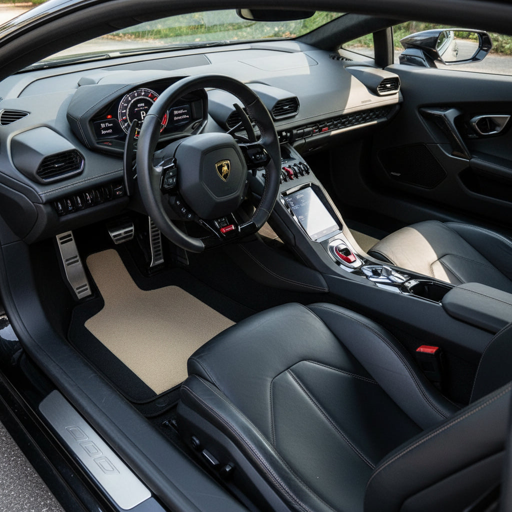 Customizable Leather Floor Mats with Vertical Hex Pattern for Lamborghini Huracan EVO (2019-2024) - AutoWin