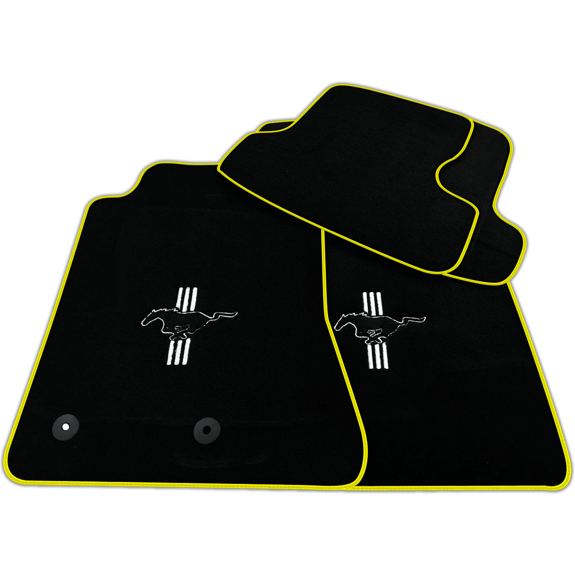 Black Floor Mats For Ford Mustang VI (2015-2023) with Pony | Various Trim Colors