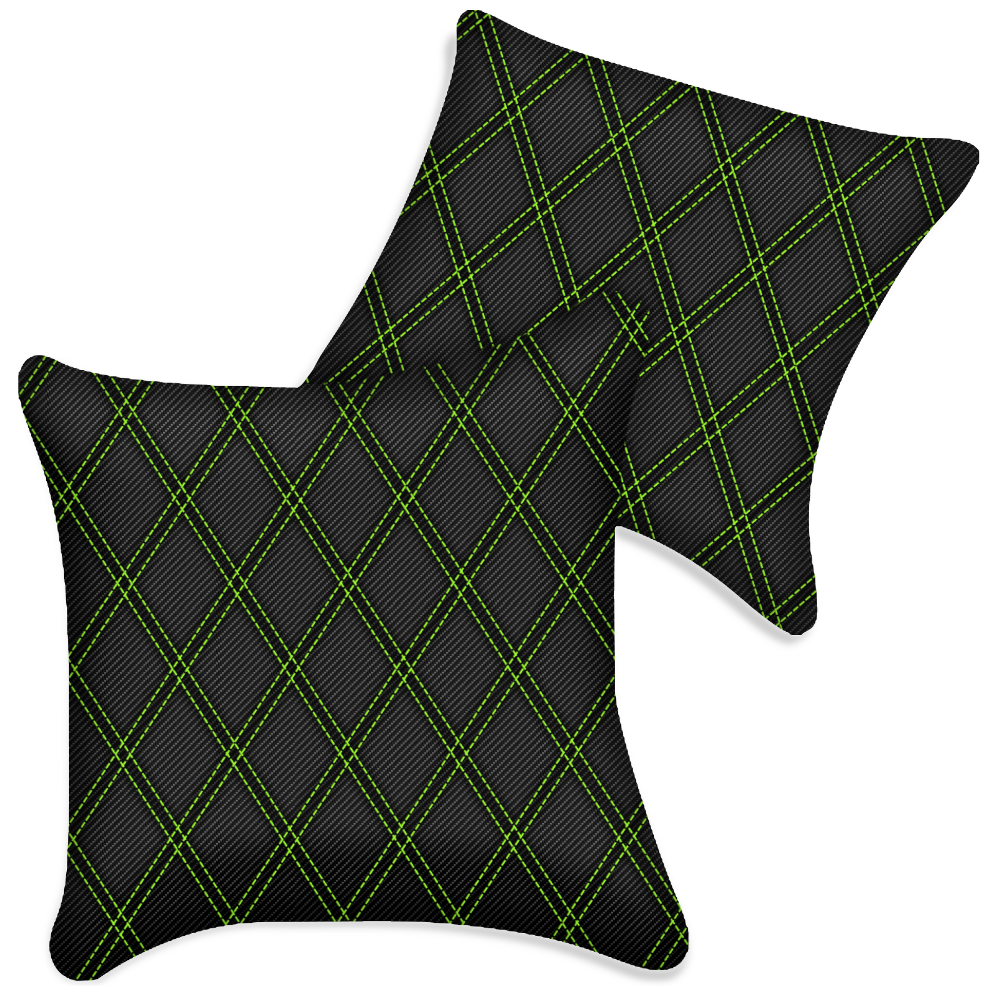 Customizable Black Carbon Fiber Pillows Set of 2 for All Vehicles | Double Diamond Pattern