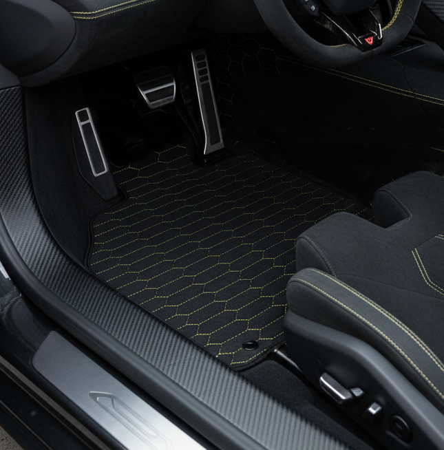 Customizable Floor Mats from Carpet with Leather for Lamborghini Sian (2020-2022) - AutoWin